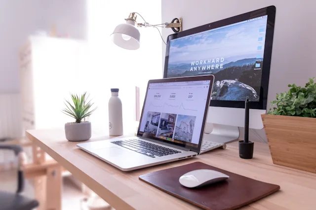 Laptop and creative workspace