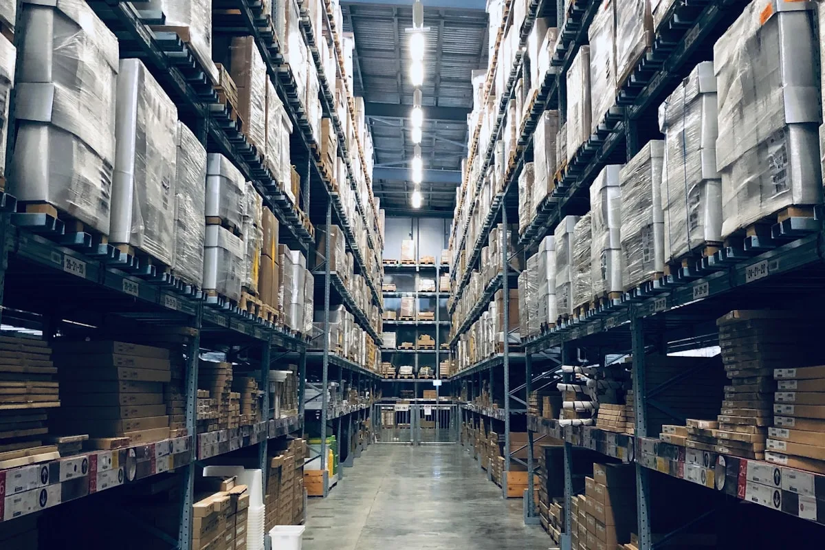 Warehouse aisle prepared for outbound freight