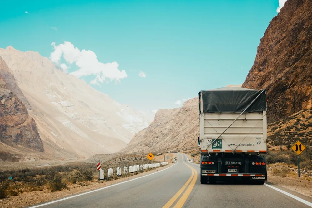 Freight truck arriving at a modern distribution terminal